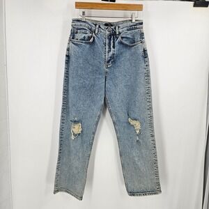 Ruti Distressed Straight Leg Jeans High Rise Acid Wash Blue Denim quiet luxury 1